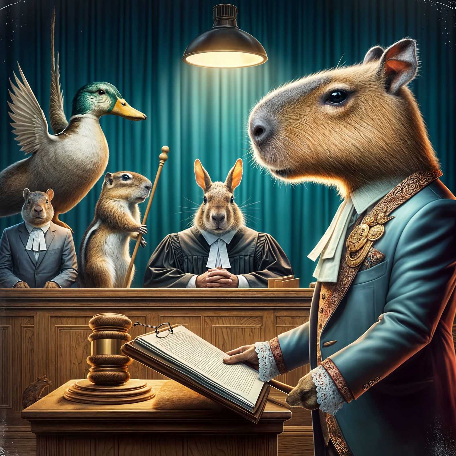 Capybara Lawyer Defends Chipmunk in Animal Court