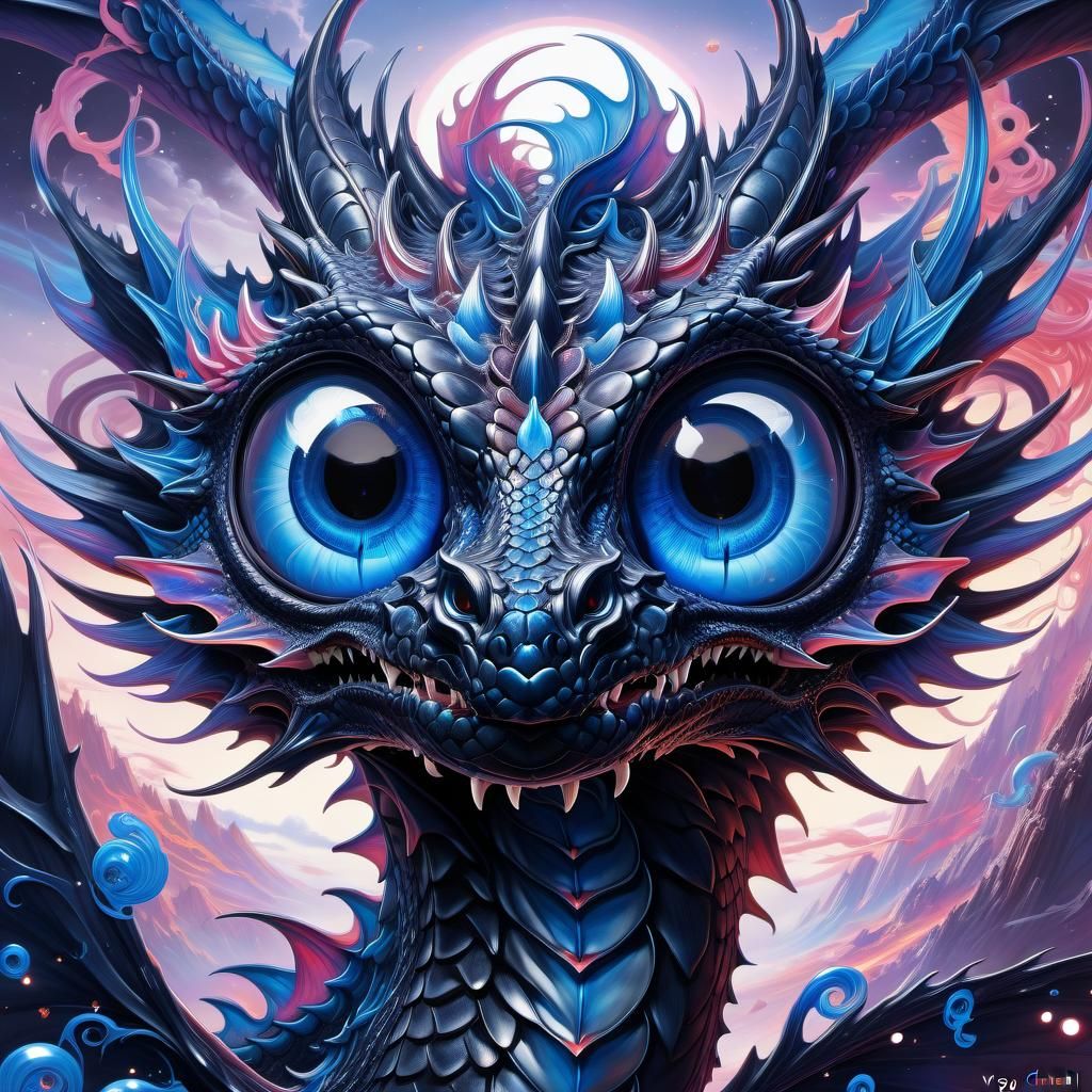 Anime Portrait of a Black Void Dragon