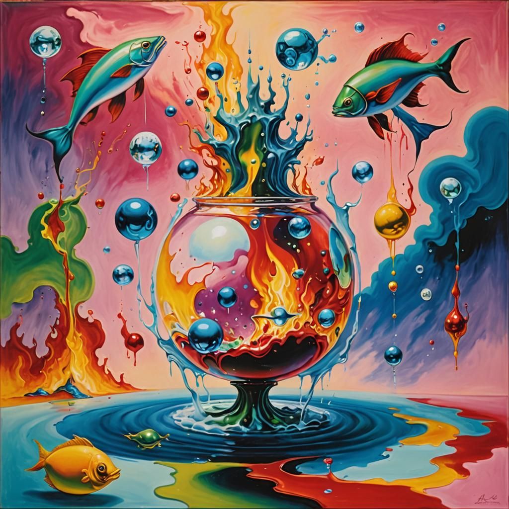 Surreal Astrological Signs in Melting Oil on Canvas