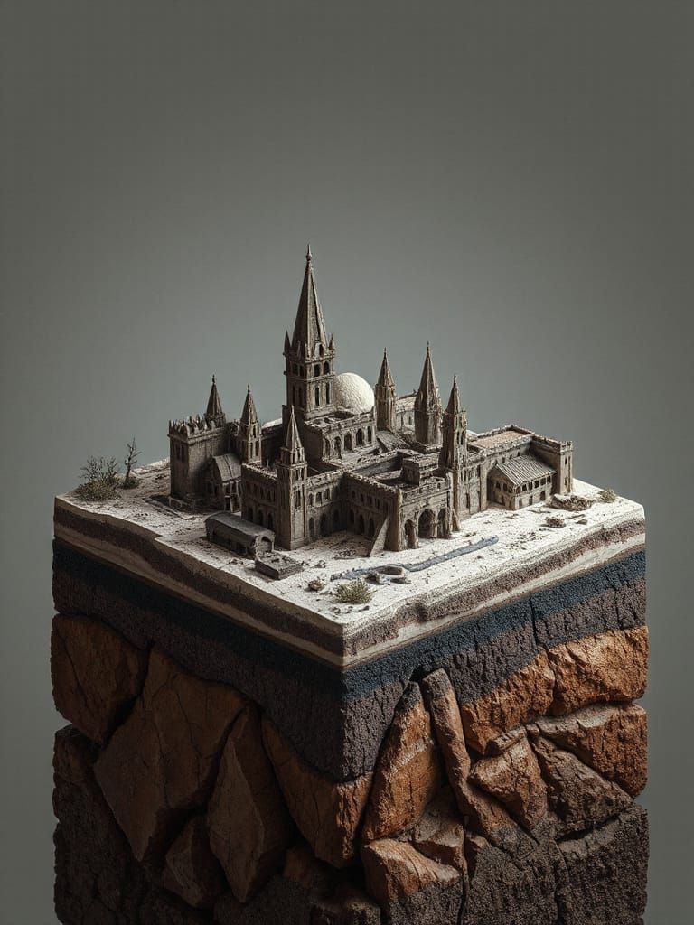 Cursed City Diorama in Hyperrealistic Digital Matte Style