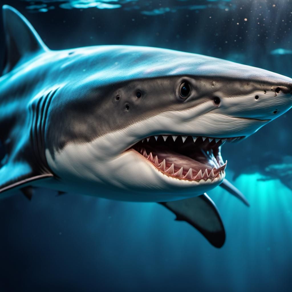 Hyperrealistic Holographic Shark in HDR