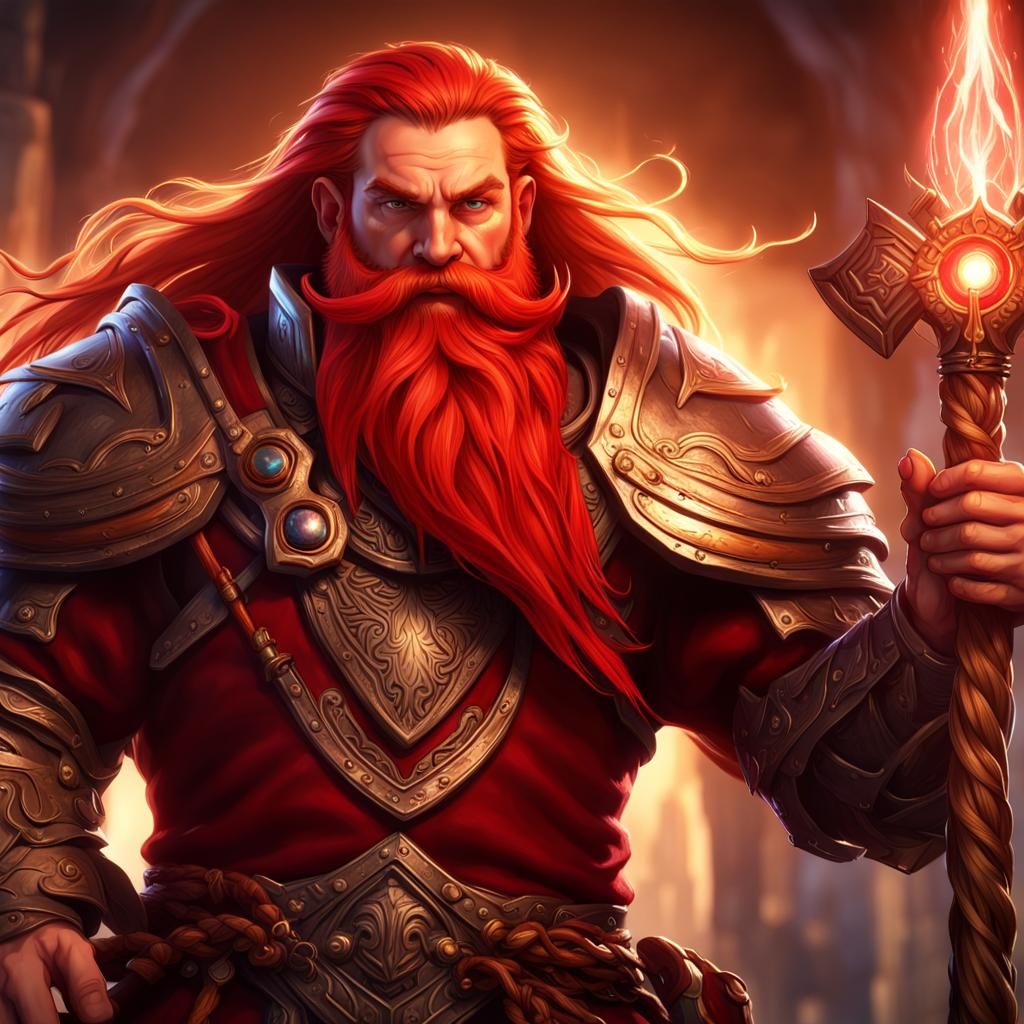 Dwarf Paladin with Divine Whip, Detailed Fantasy Art