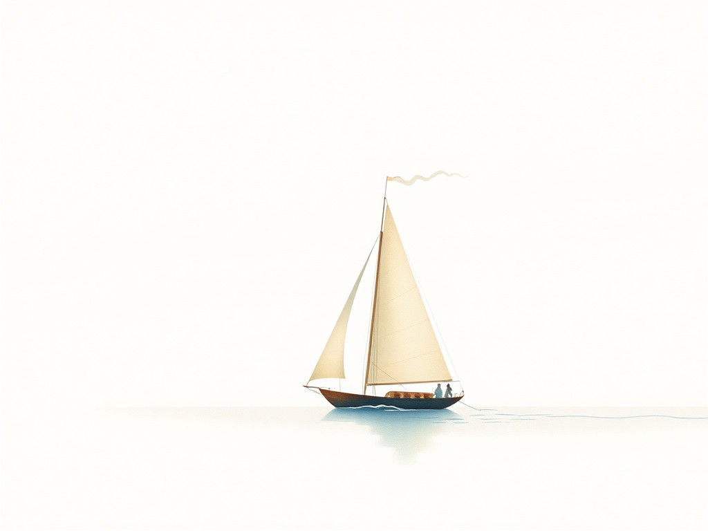 Sailship Silhouette in Pastel Watercolor Style