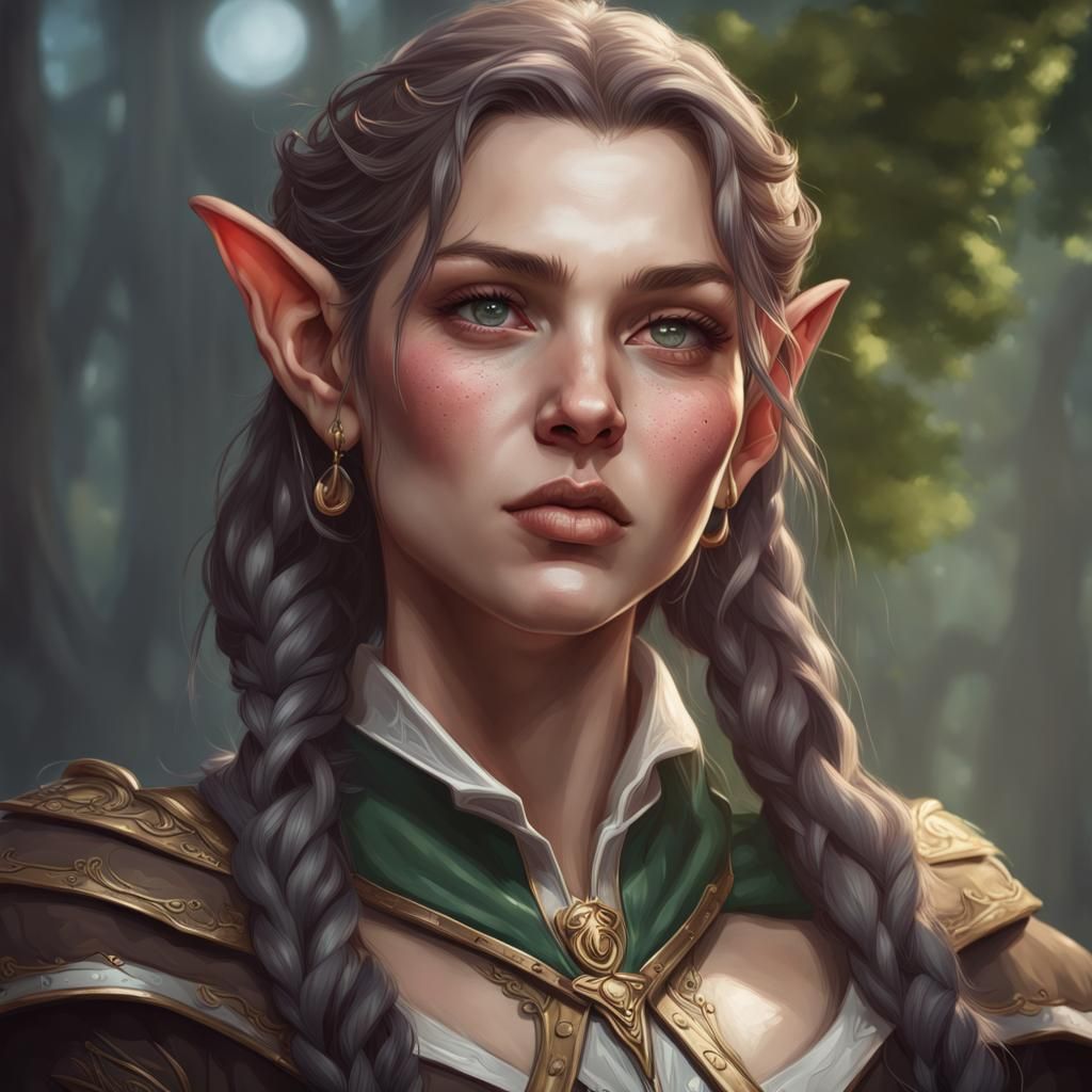 Expressive Elf Portrait in Detailed Concept Art Style