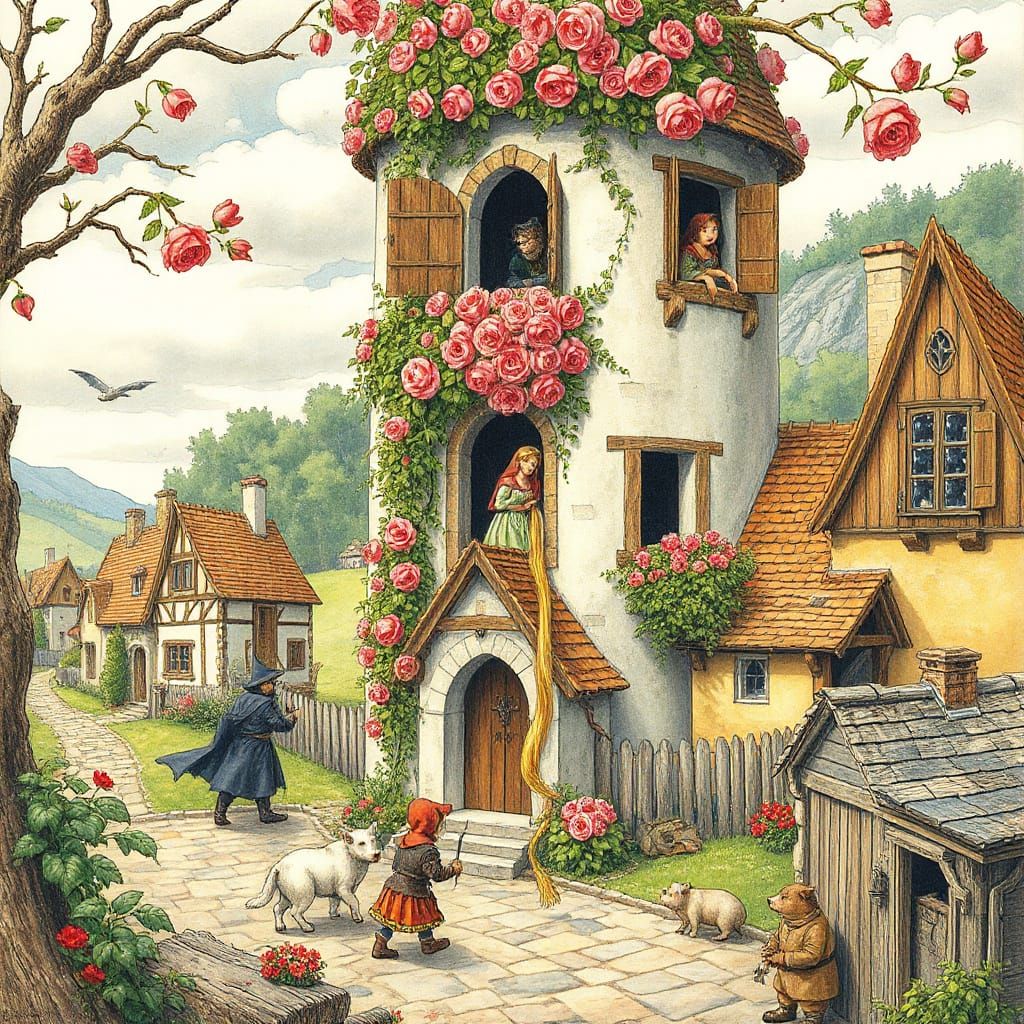 Whimsical Fairy Tale Village in Medieval European Style