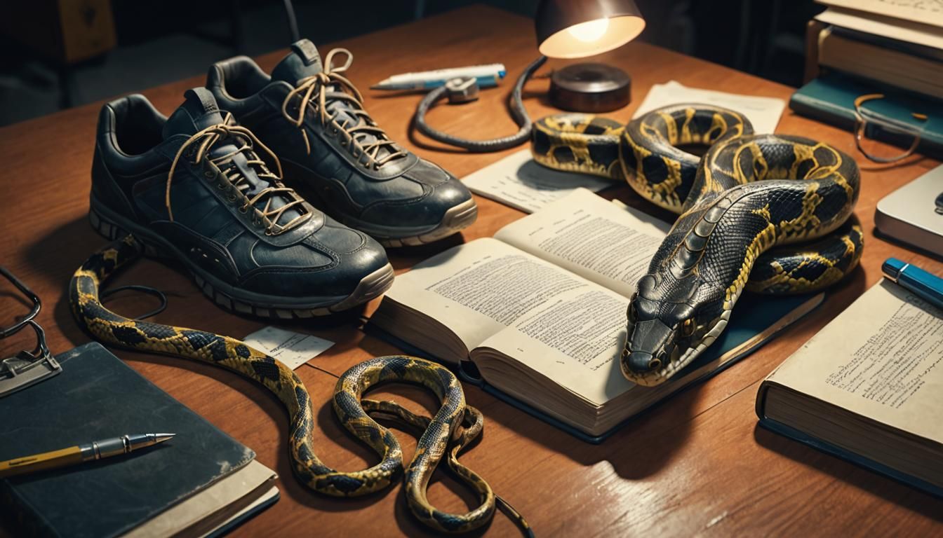 Snake Coiled Around Programming Book Concept Art