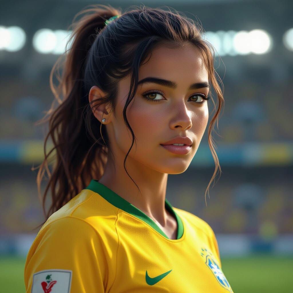 Brazilian Soccer Player in Vibrant Concept Art Style