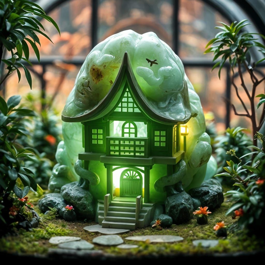 Jade Stone House in Ukiyo-e Style