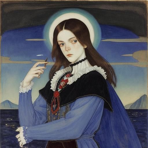 Androgynous Vampire by the Sea: Symbolic Portrait