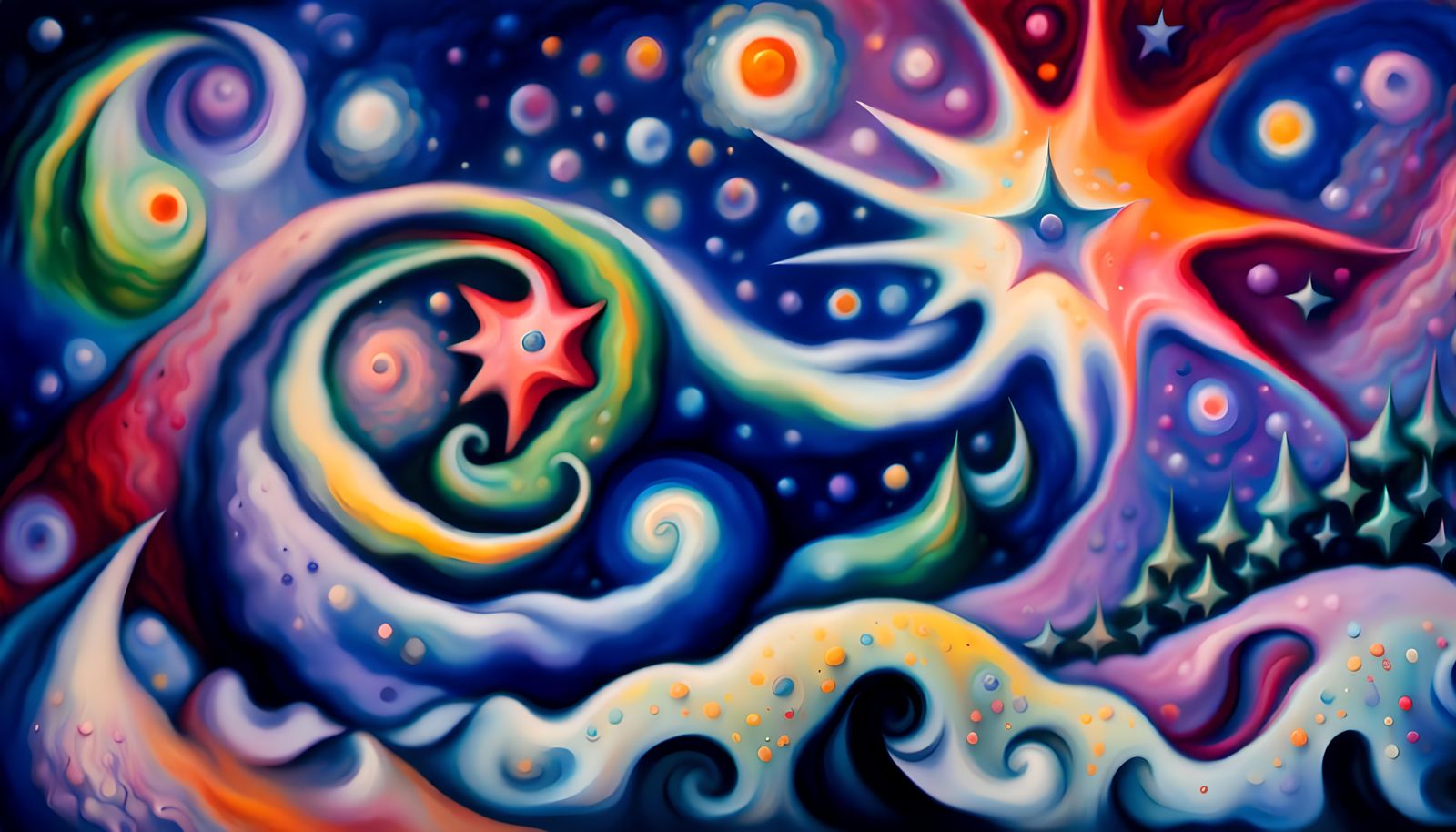 Iridescent Star Formation Clusters as Impasto Oil Painting