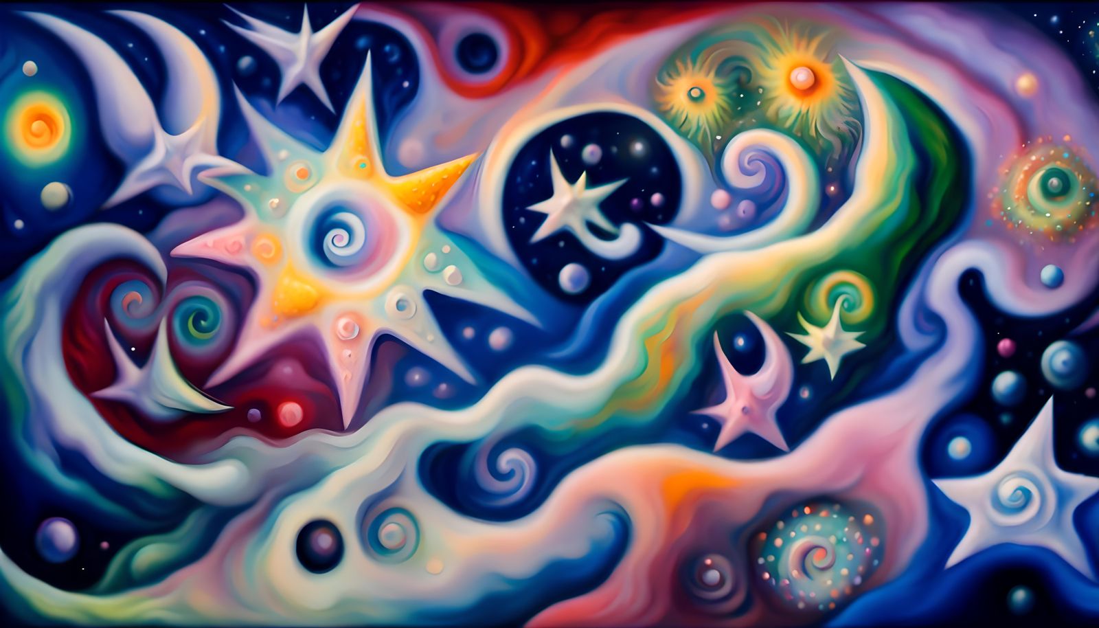 Iridescent Star Formation in Impasto Oil Painting Style