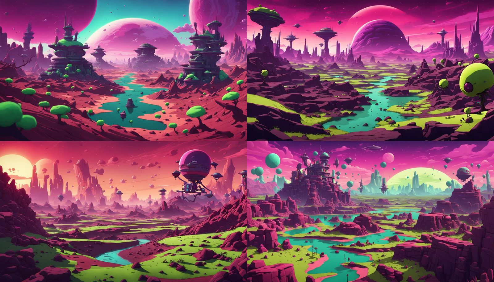 Irken Planet Landscape in Cartoon Style