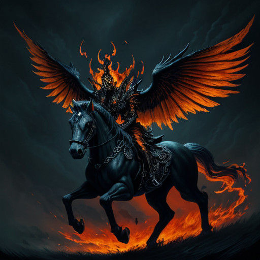 Diabolical Pegasus in Midnight Flames