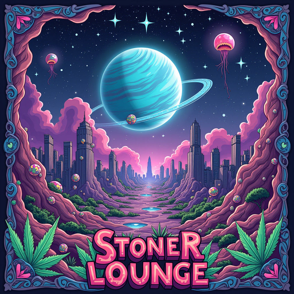 Psychedelic Stoner Planet in Rick and Morty Style