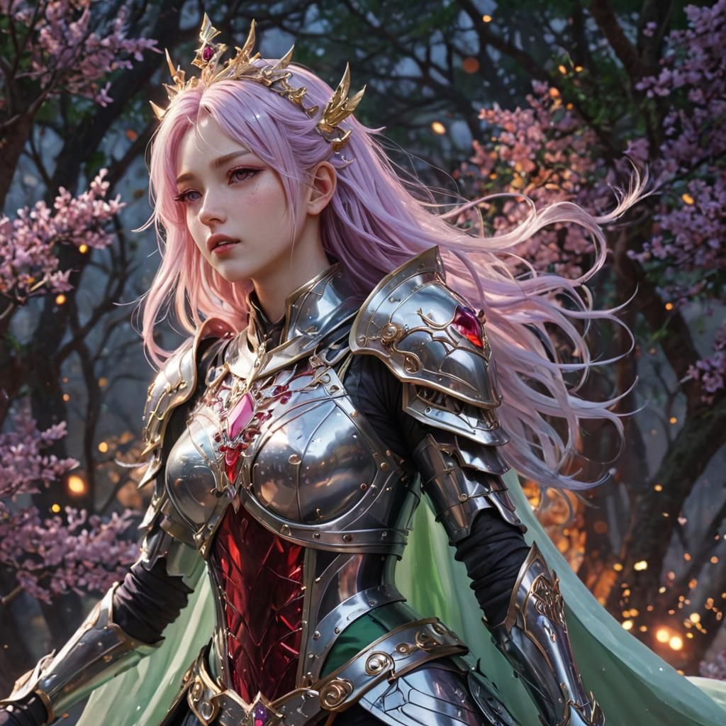 Cosmic Knight with Northern Light Magic in 3D Anime Style