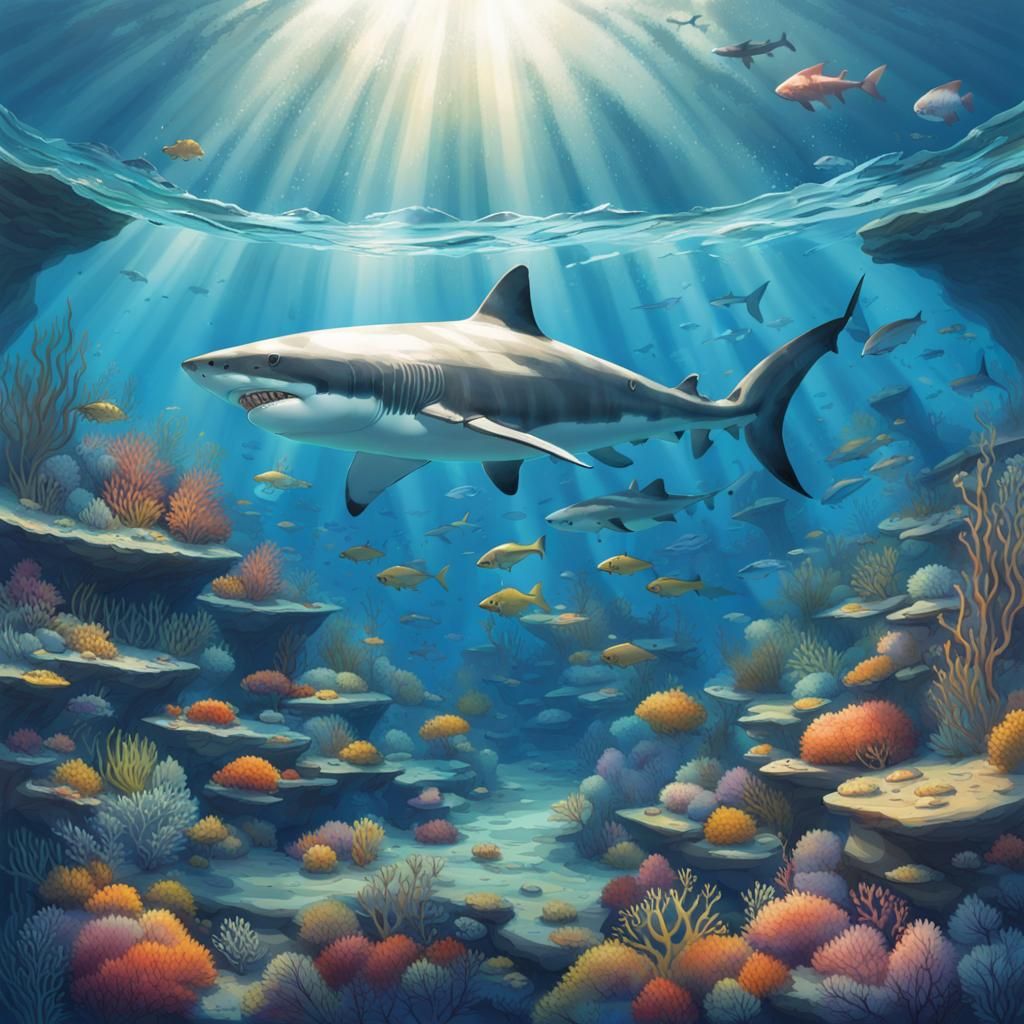 Underwater Environment: Start with a vast expanse of clear, ...