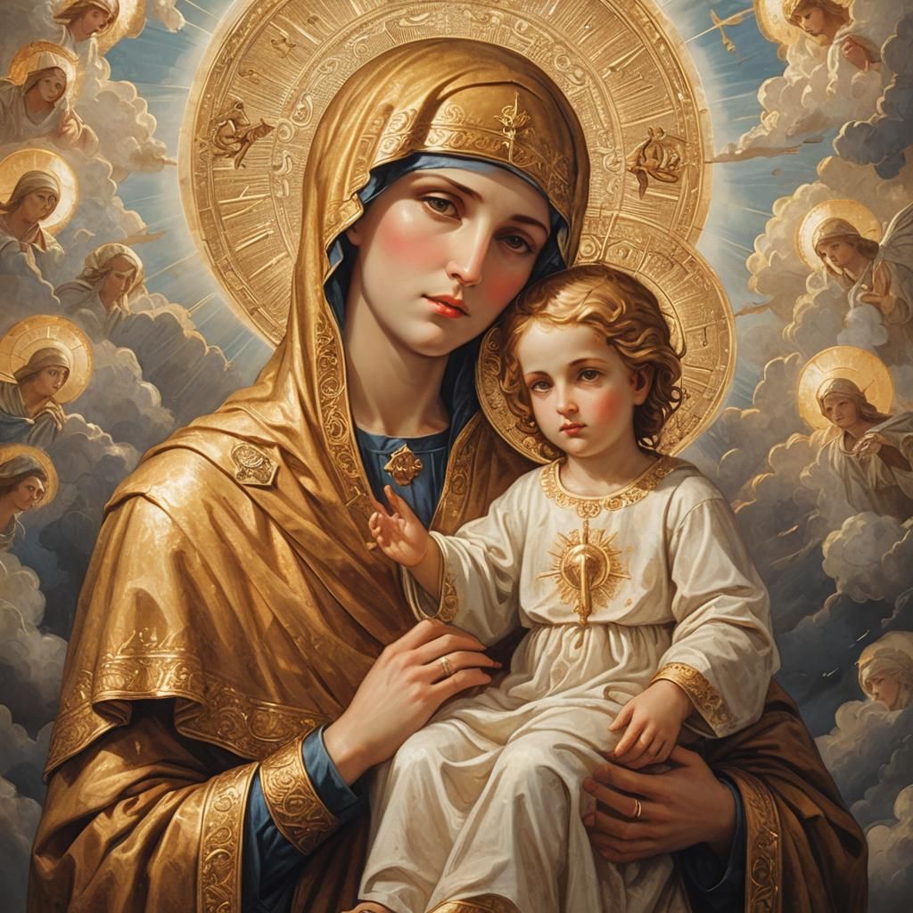 Sinister Saint Mary Icon in Dark Fantasy Style