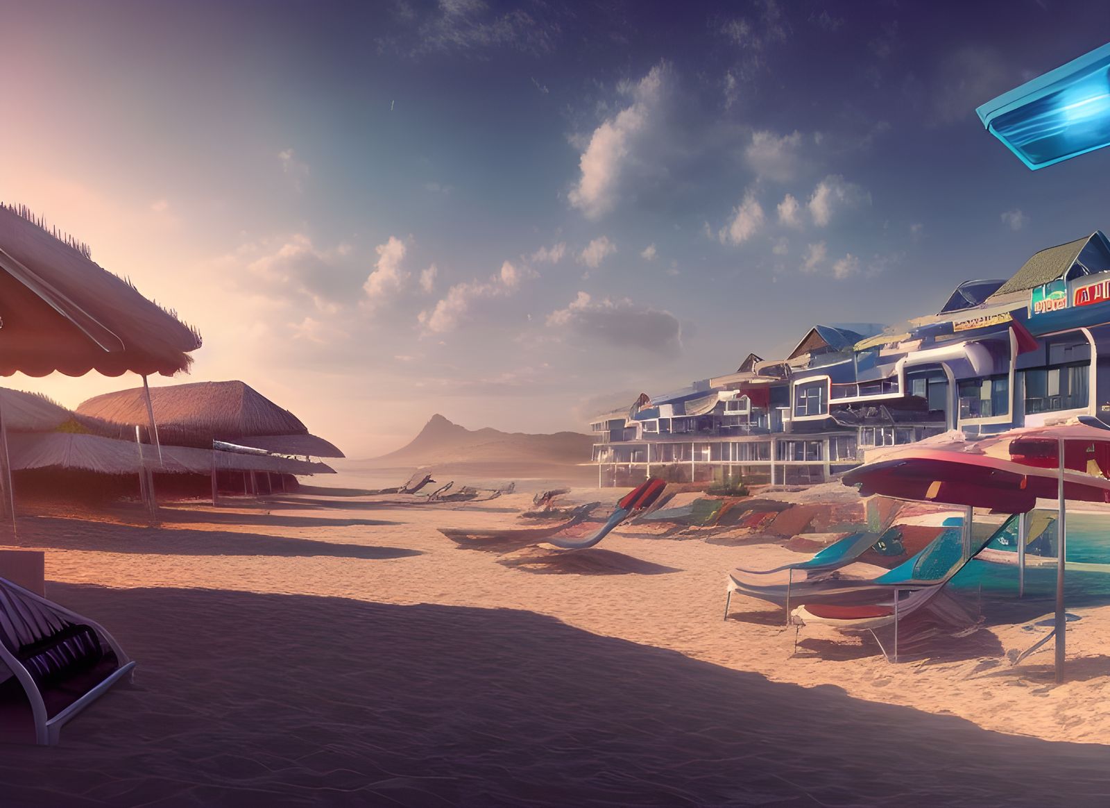 Retrofuturistic Holiday Beach Resort Concept Art