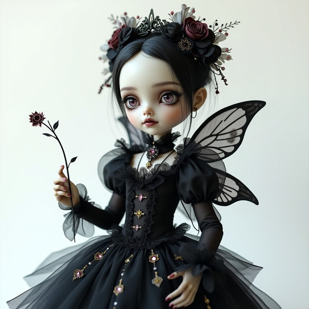 Eerie Porcelain Gothic Doll in Matte Painting Style