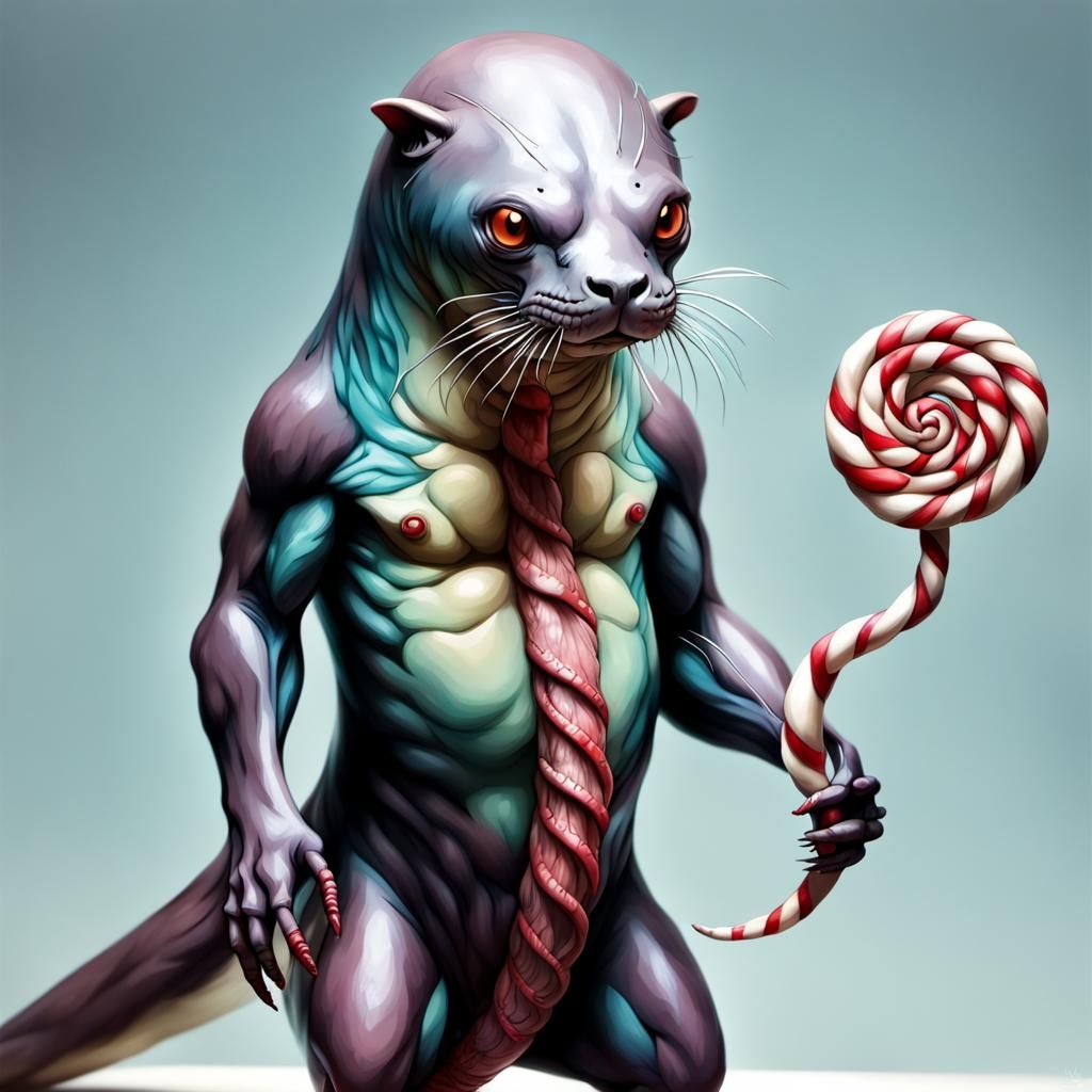Bio Art Experimentation Zombiecore sealion with snake Arms L...