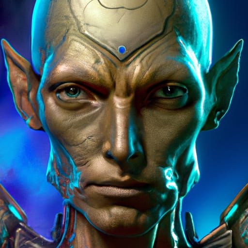 Detailed Alien Humanoid Portrait in Art Nouveau Style