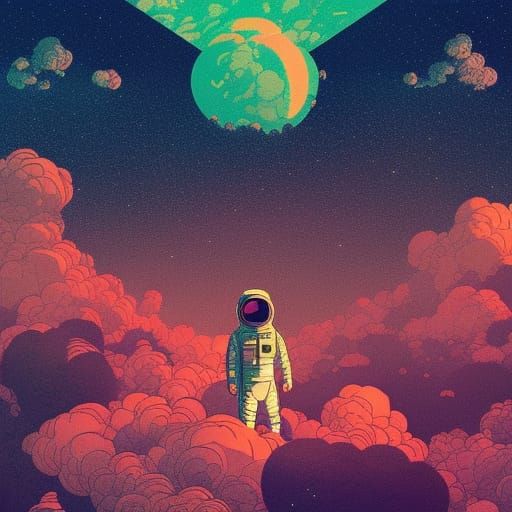 Astronaut Falling Through Jupiter's Clouds Digital Art