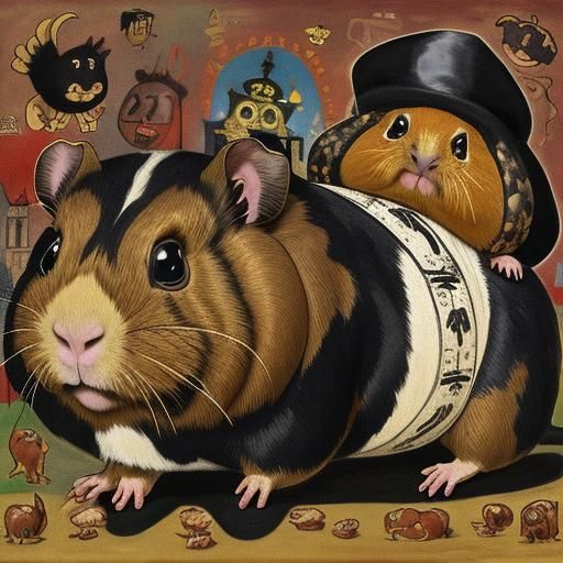 Guinea Pig as Rock Icon in Surreal Art