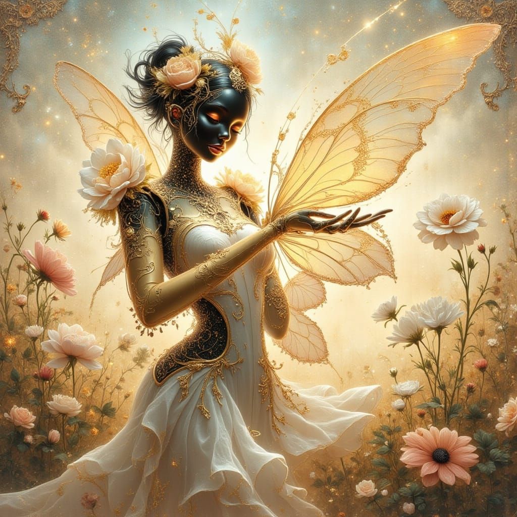 Nymph Cyborg Robot in Whimsical Anime Style