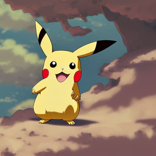 Pikachu in Studio Ghibli Anime Style