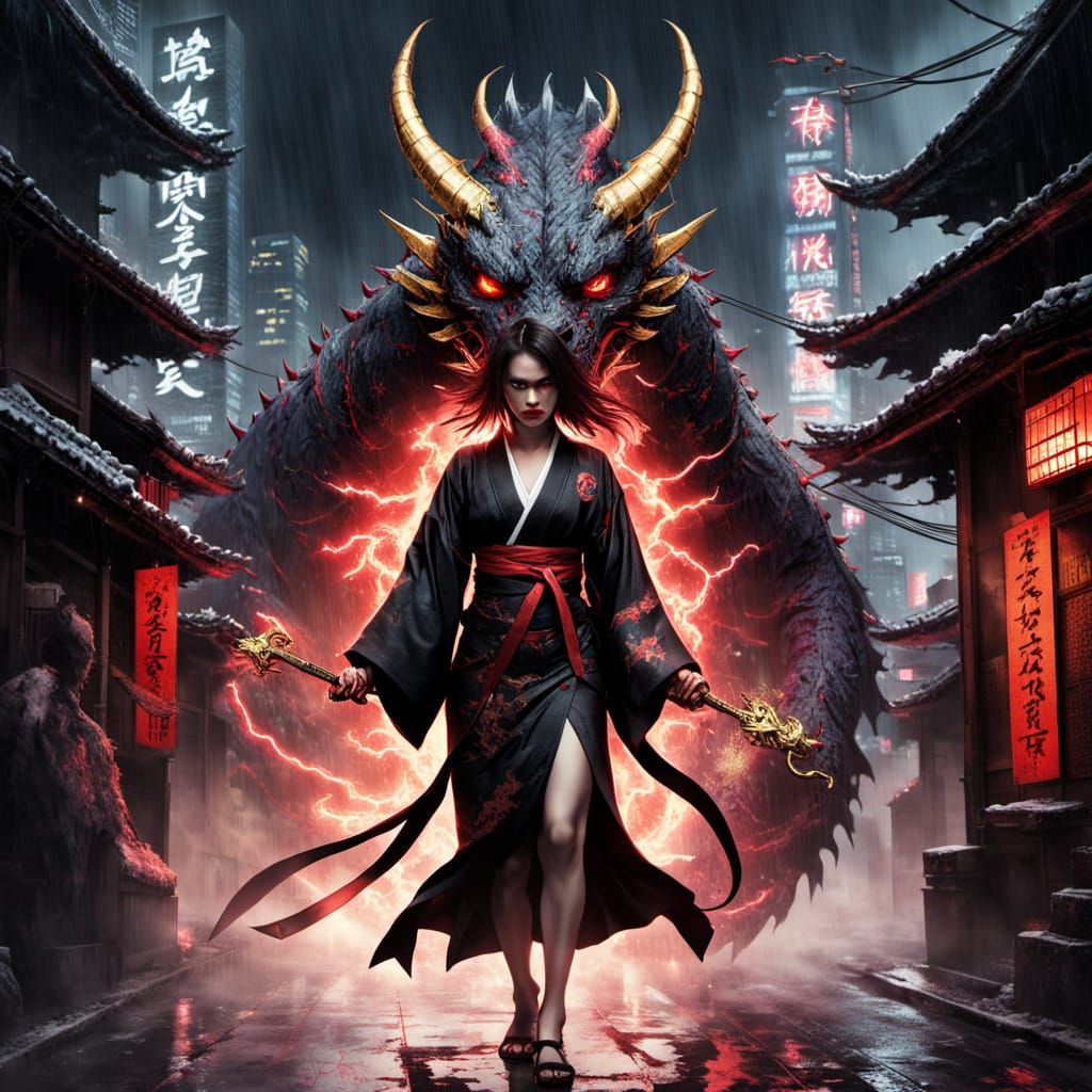 Oni Heir Clash in Cyberpunk Tokyo