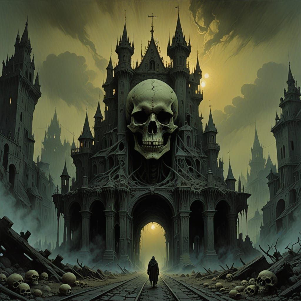 Grimdark Fantasy King Battles Giant in Ruined Castle