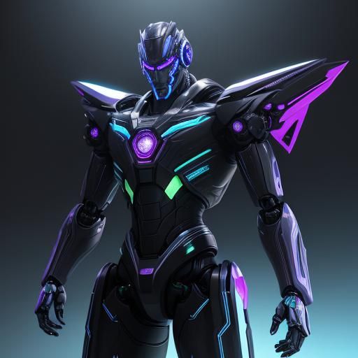 Futuristic Toy Robot in Neon Splash Art