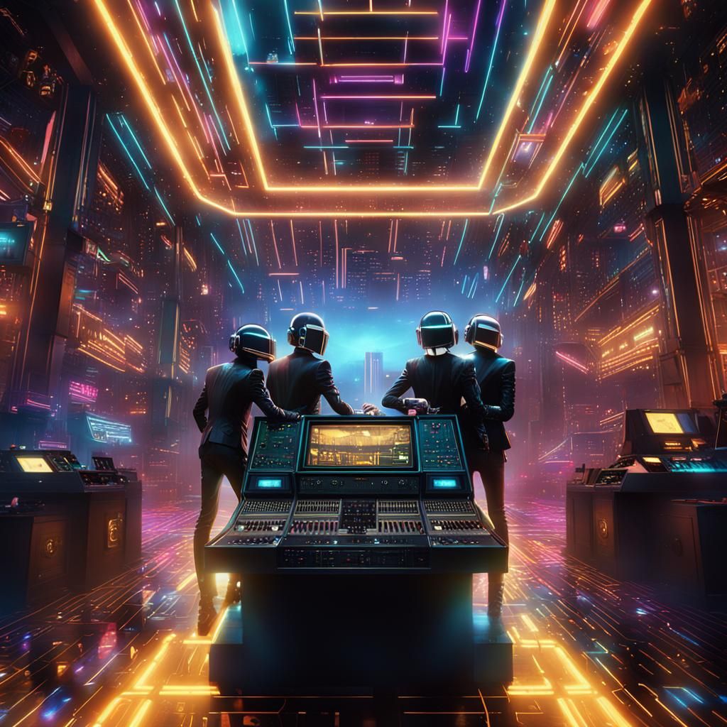 Daft Punk Electro Party in Digital Matte Painting