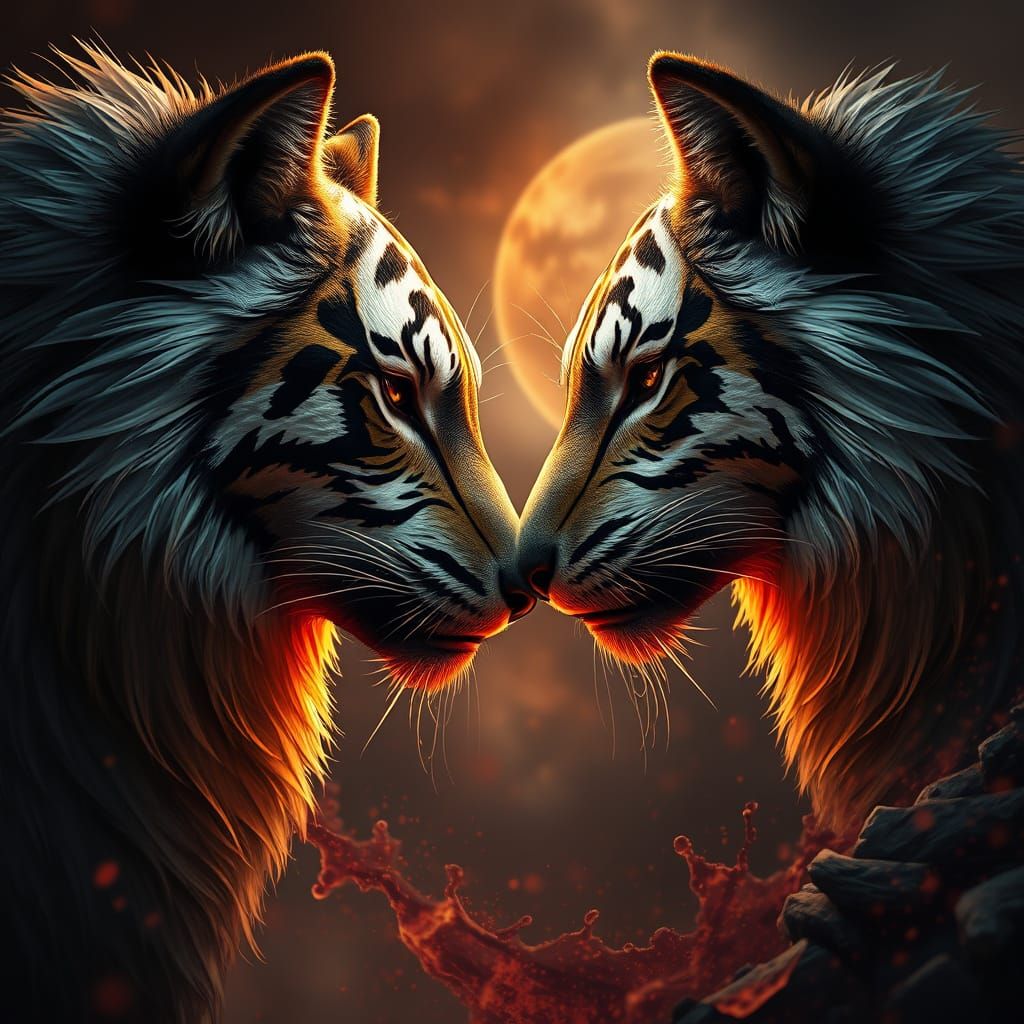 Fantastical Encounter: Tigris Animae and Wolf in Ethereal La...