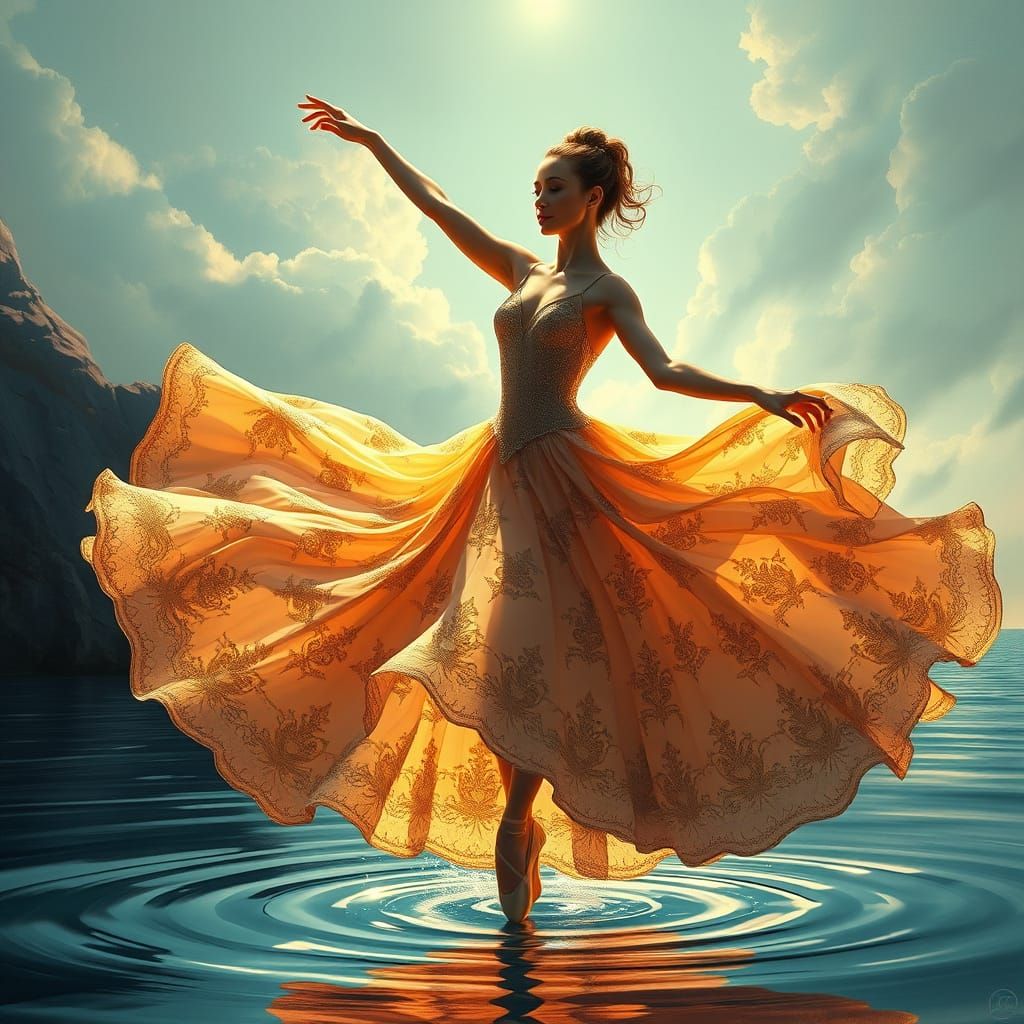 Elegant Ballet Dancer in Art Nouveau Style