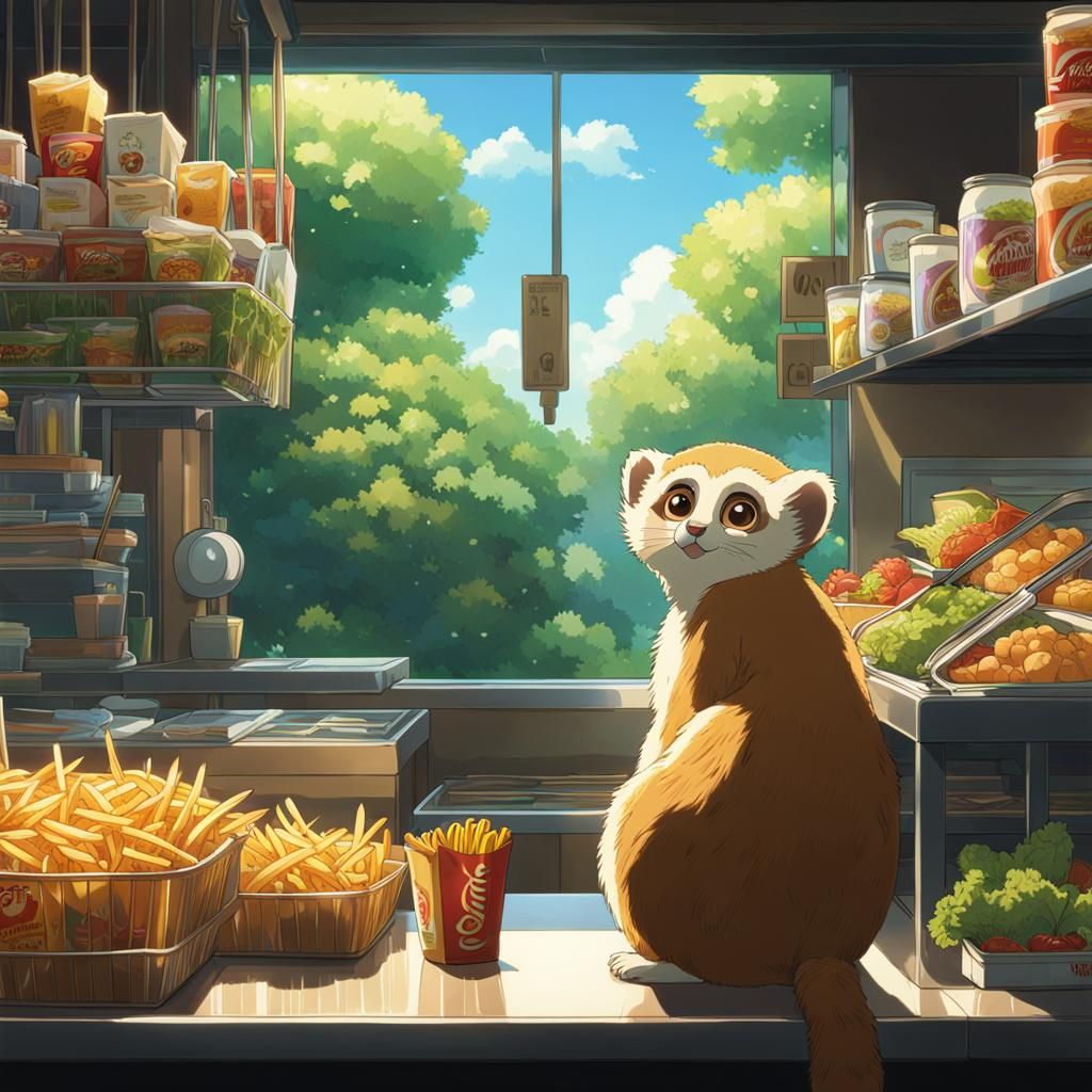 Slow loris, working at McDonalds