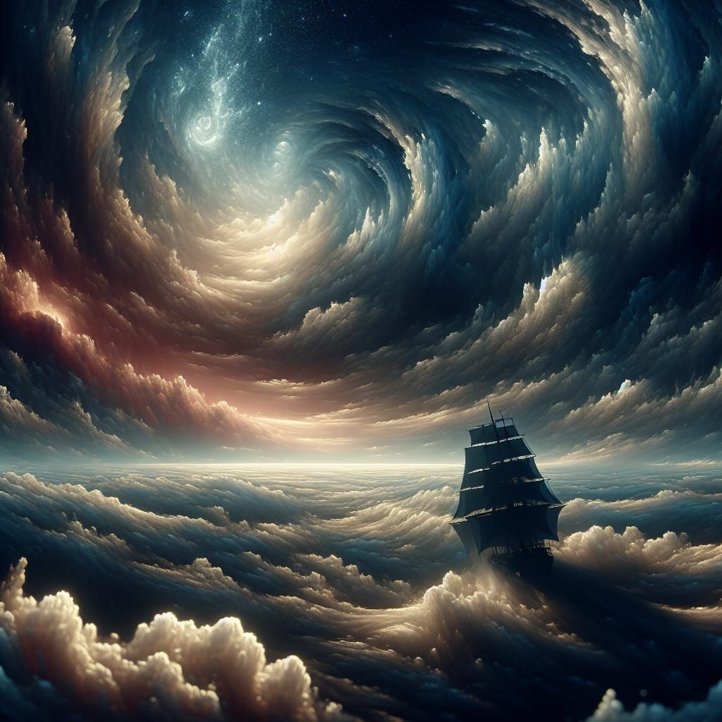 Epic Sailing Ship Navigates Ocean of Clouds