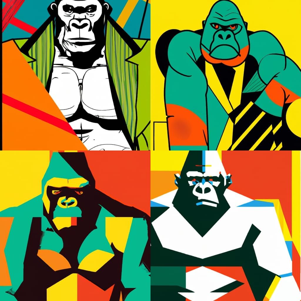 Gangster Gorilla Boxer in Geometric Bauhaus Style