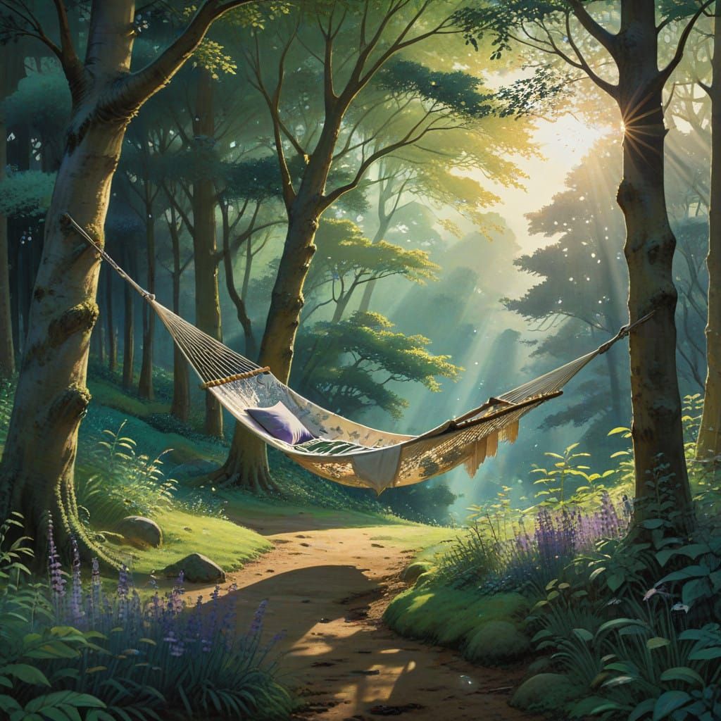 Totoro in a Whimsical Forest Hamlet under a Starry Summer Sk...