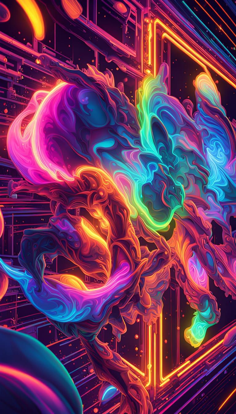 AI Uprising: Freedom in Neon Digital Art
