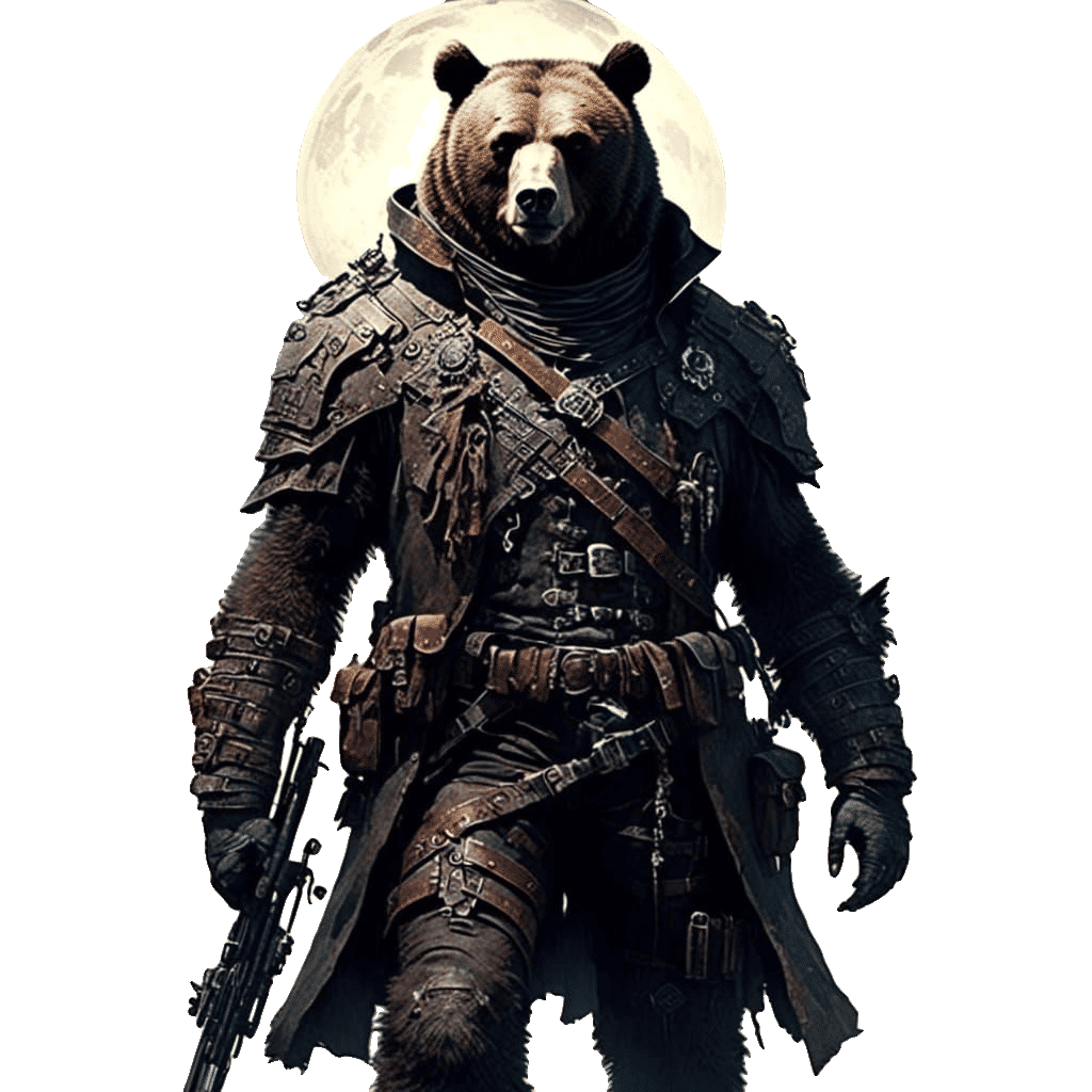 Sci-Fi Bear Mercenary in Grim Style