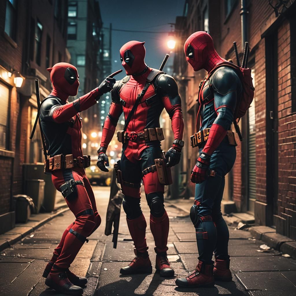 Deadpool and Spiderman Cinematic Alley Confrontation