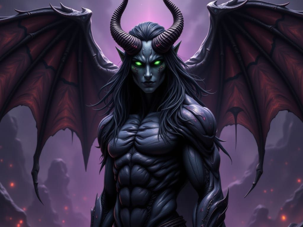 Dark Fairy with Bloodied Thorns and Glowing Eyes