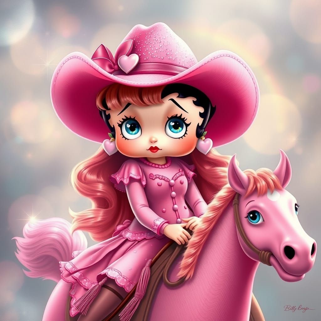 Ethereal Pink Pony Club Scene in Whimsical Style