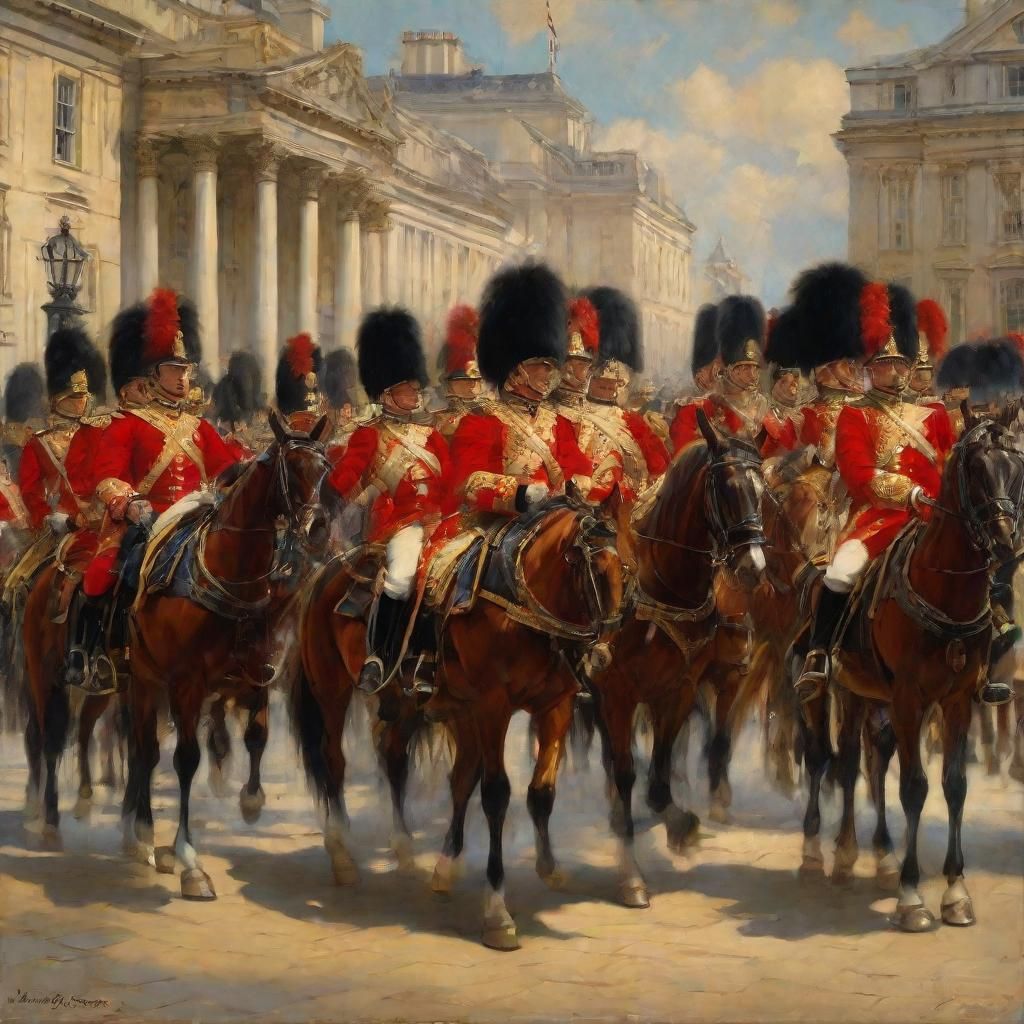 Trooping the Colour: Vibrant Oil Painting of London Parade