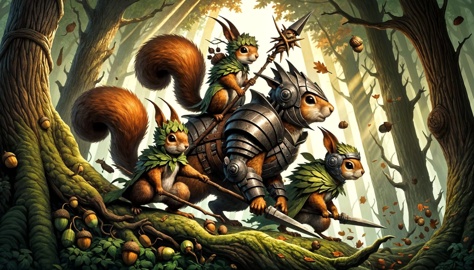 Squirrel Warriors: Armored Acorn Gang Ready for Battle