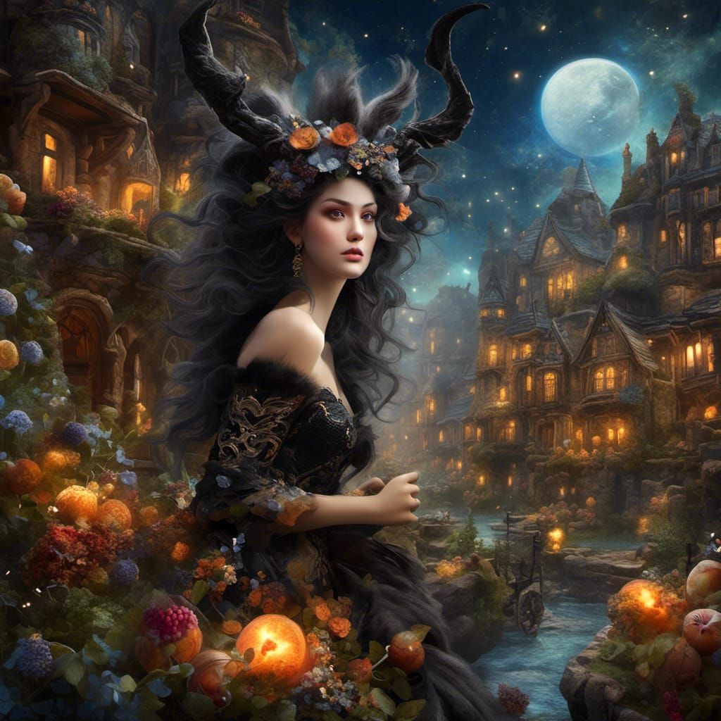 Ethereal Satyr Woman with Galaxy Fur