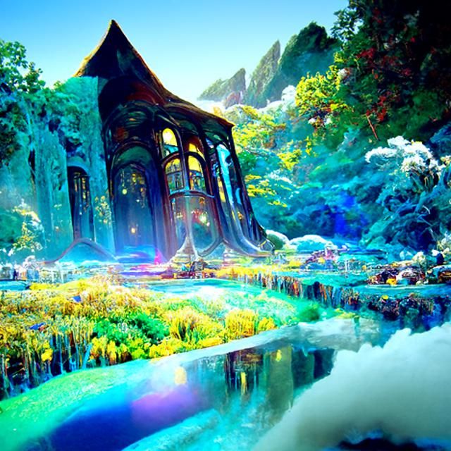 Glass and Crystal Elven Castle in Sci-Fi Fantasy Style