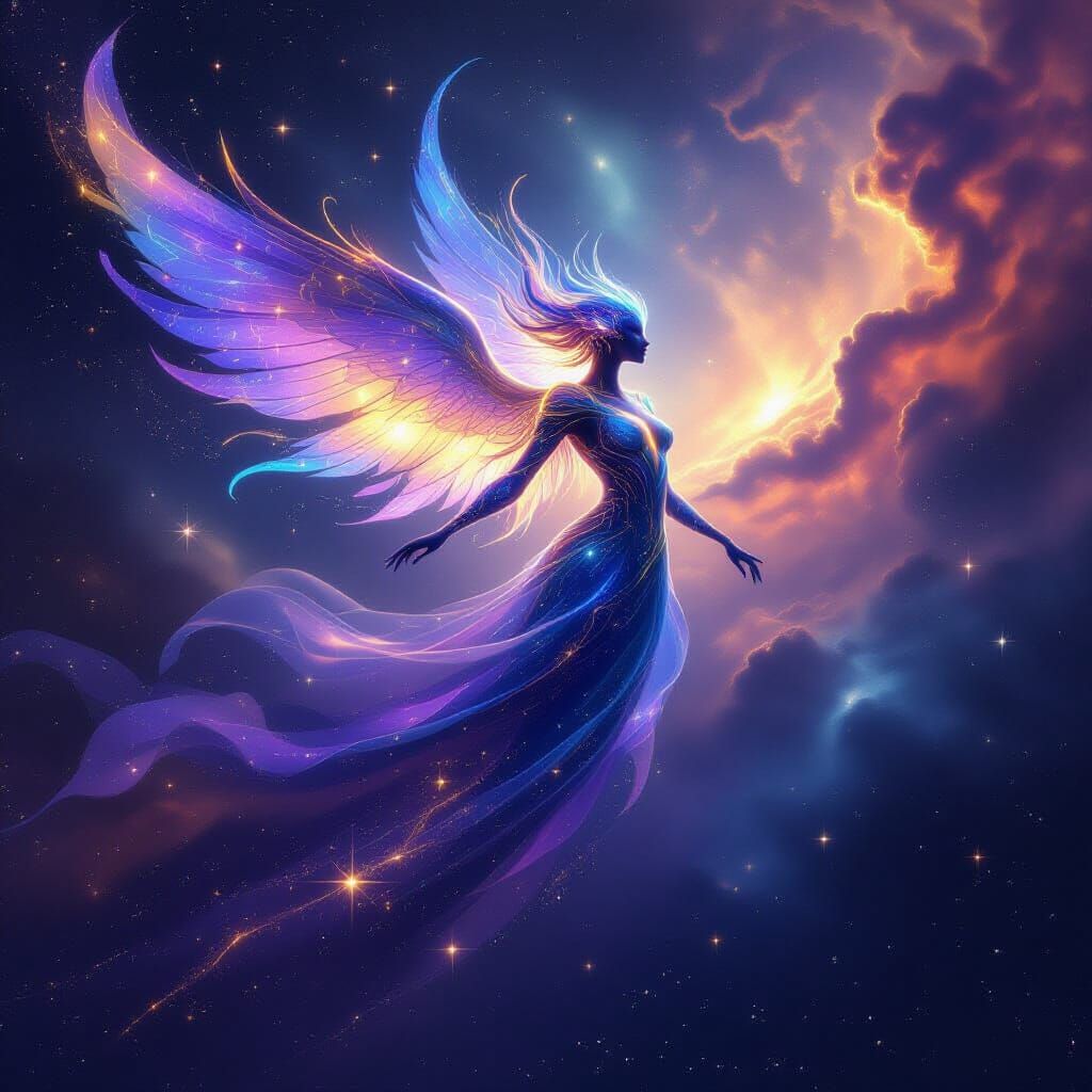 Cosmic Star Creature in Nebula Clouds