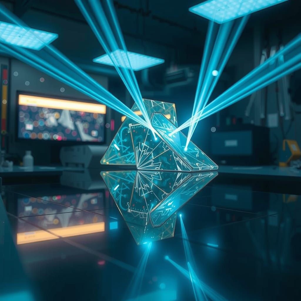 Tesseract Prism in Laboratory with Laser Lights